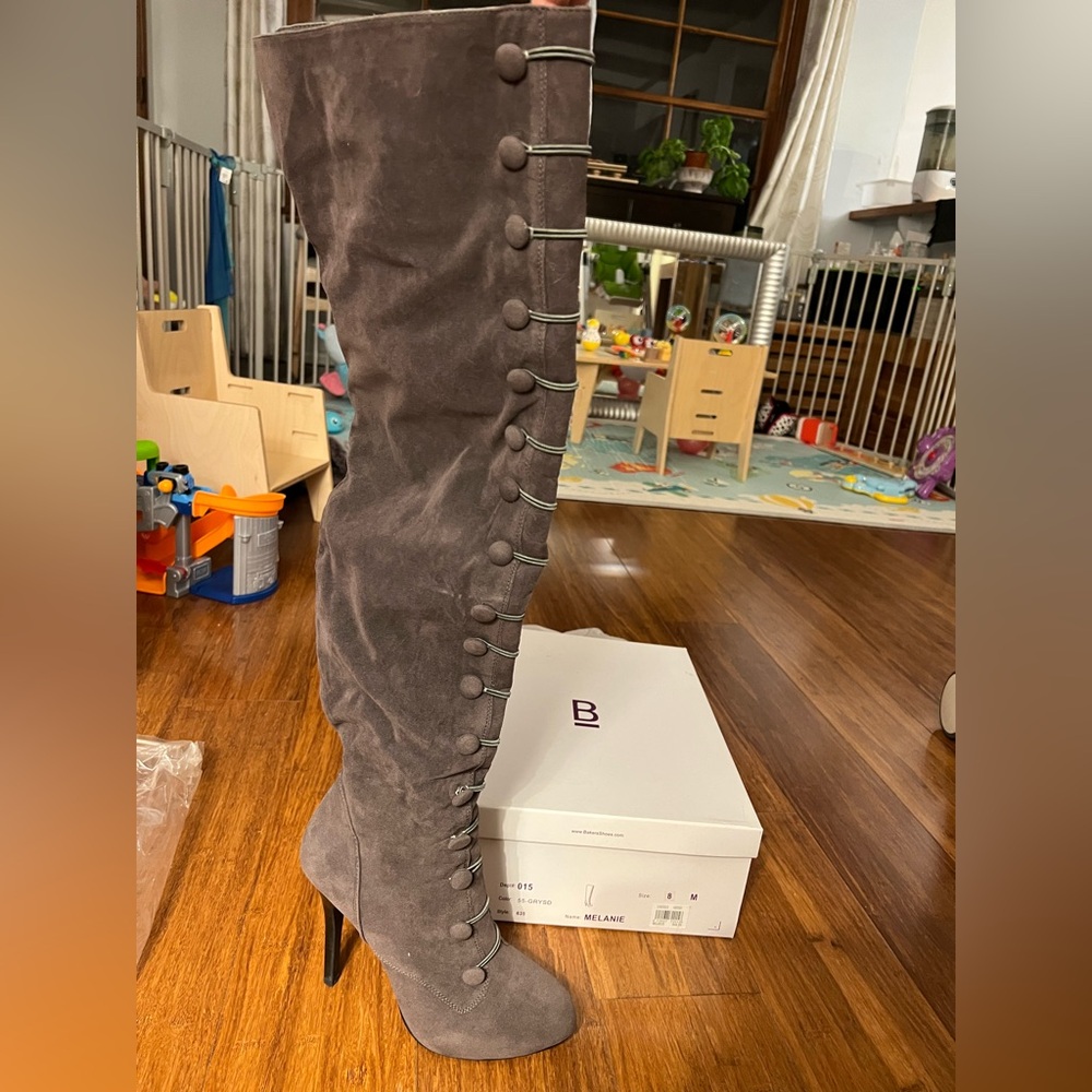 Bakers Gray Suede Over-the-Knee Boots